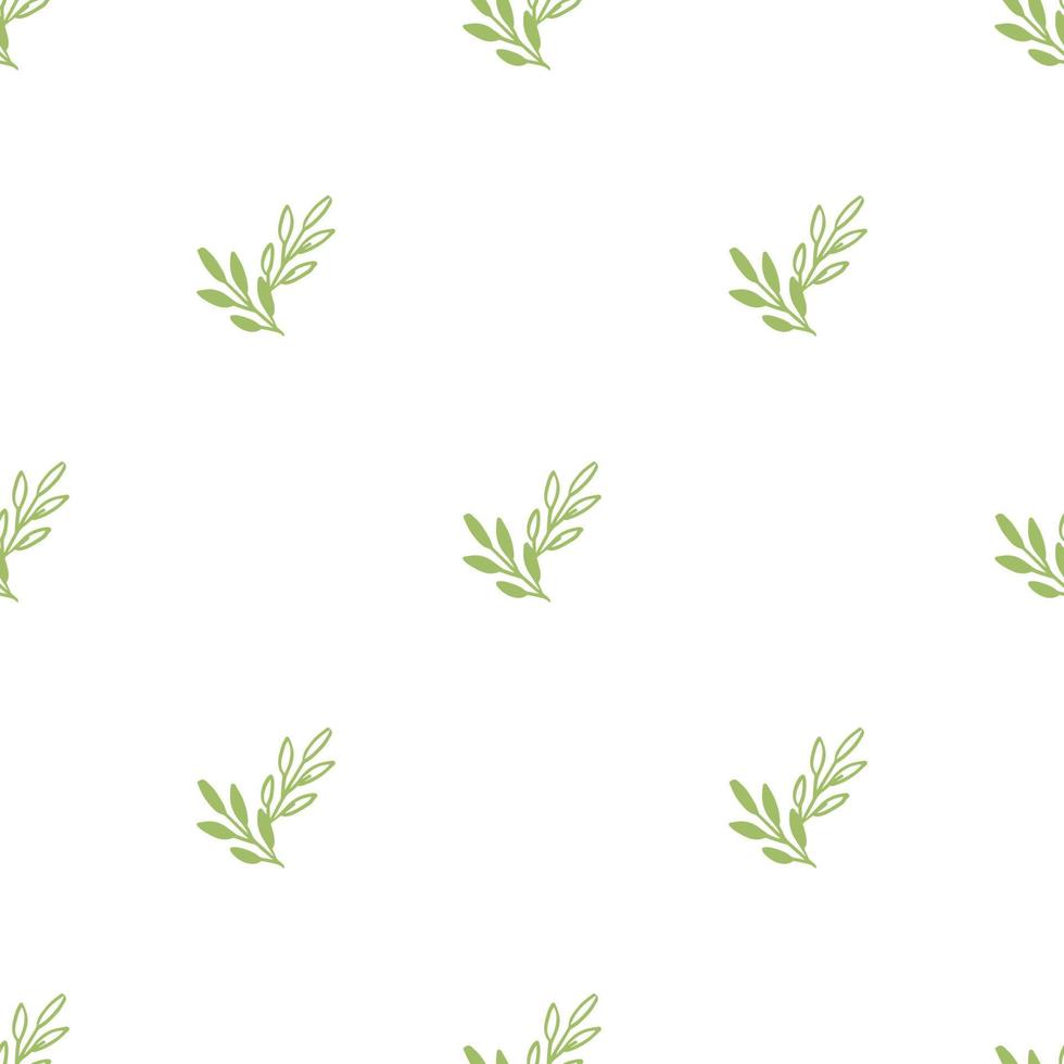 padrão sem emenda de vetor deixa a cor branca verde, textura de decoração floral botânica. fundo de papel de parede