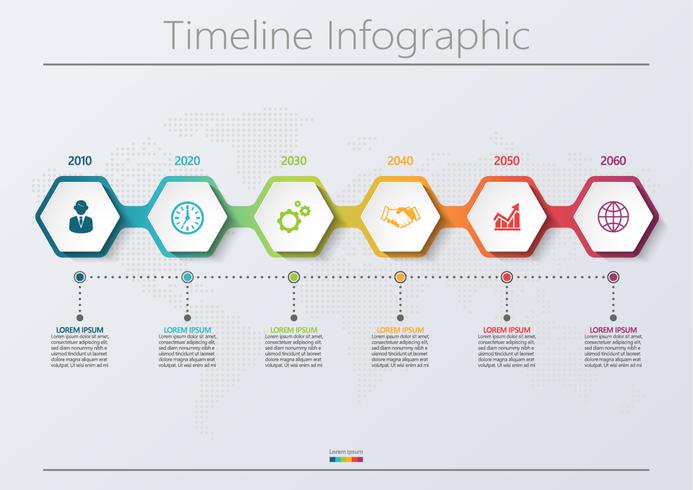 Visualização de dados corporativos. ícones de infográfico timeline projetados para modelo abstrato. vetor