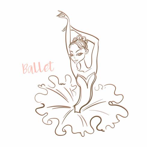 Bailarina da menina Balé Logotipo Dançarino. Ilustração vetorial vetor