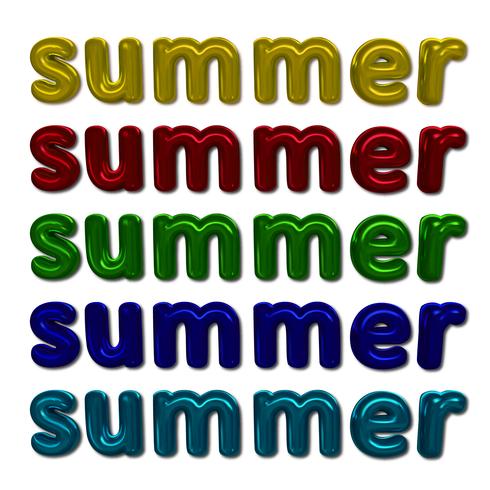 Composição de letras coloridas brilhantes verão com fundo branco vetor