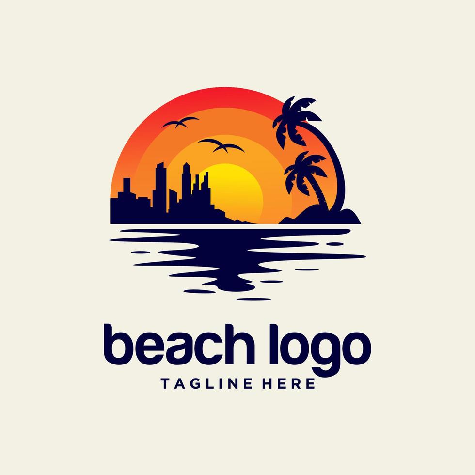 vetor de design de logotipo de praia