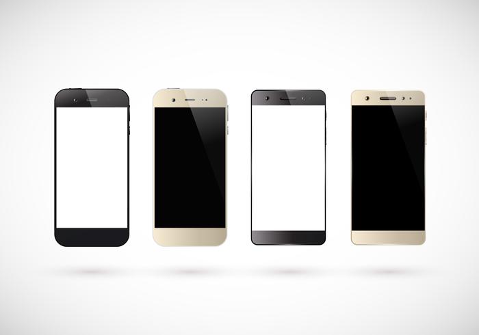 Quatro smartphones preto e branco vetor