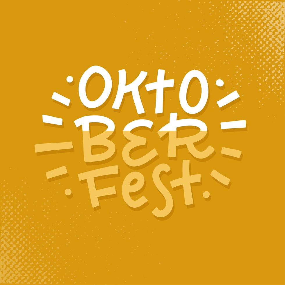 letras oktoberfest com cor de cerveja em fundo ocre. ilustração vetorial texturizada na moda para seu projeto vetor