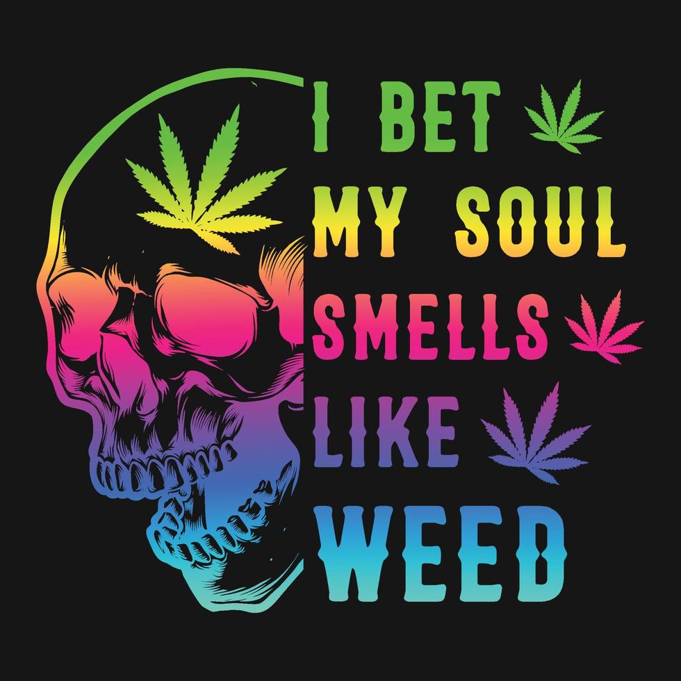 aposto minha camiseta de vetor de cannabis de crânio de alma