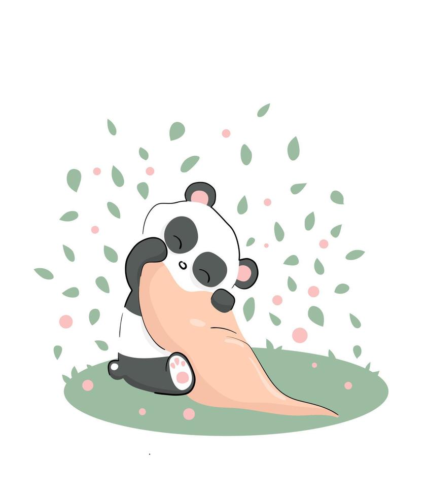 ilustração de um panda fofo com um cobertor. panda sonolento. ilustração infantil para um pôster, cartão postal, têxtil. vetor