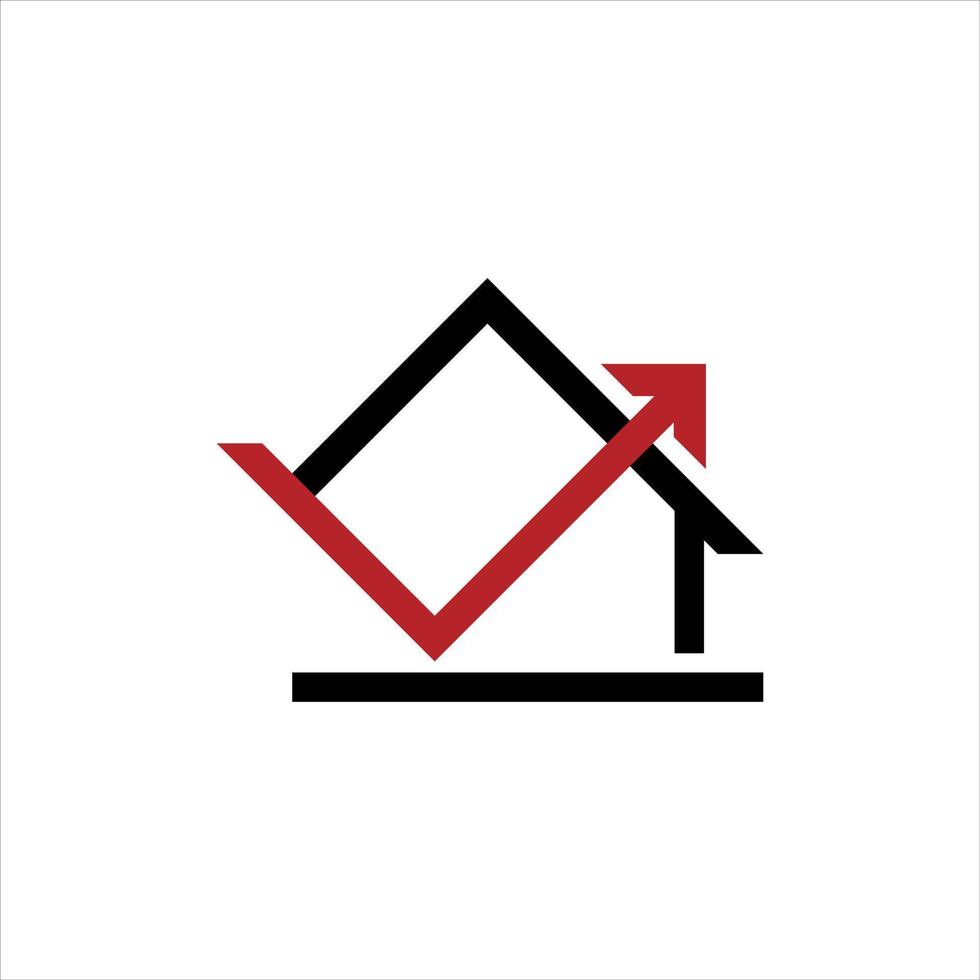 logotipo de investimento em casa design de ícone de finanças de seta vermelha preta simples vetor