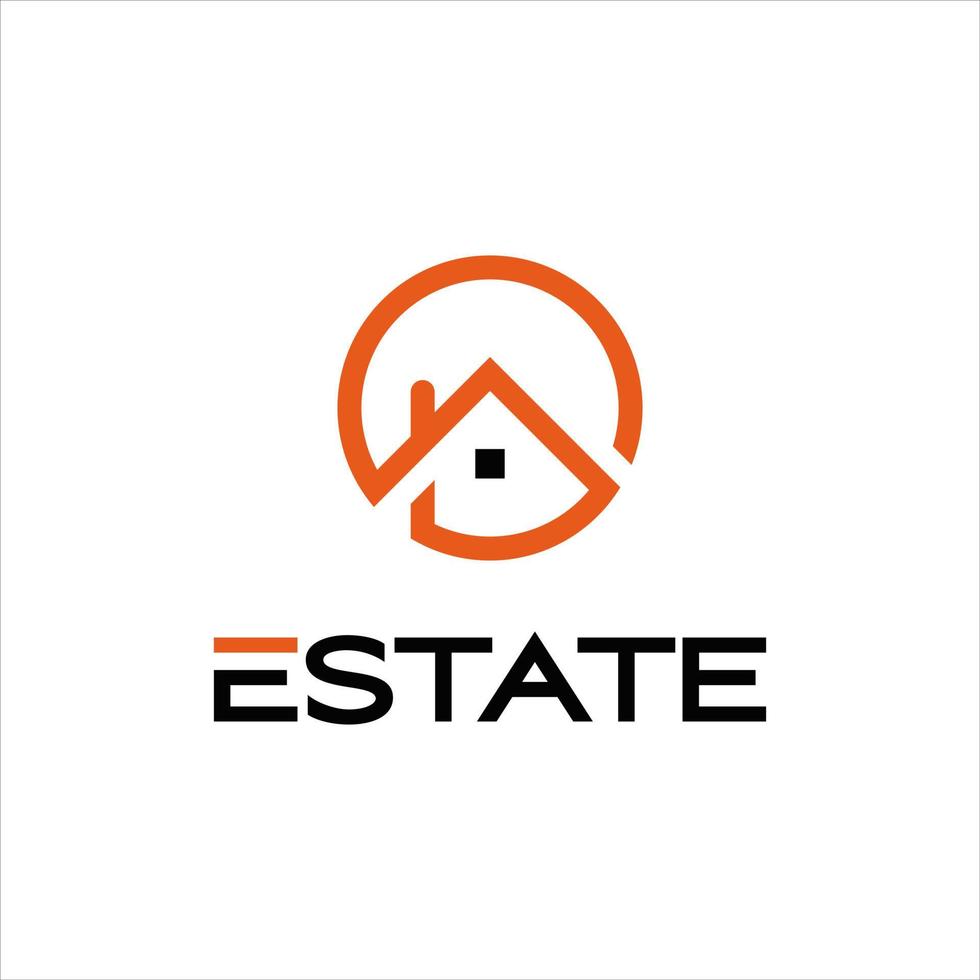 design de logotipo imobiliário de arte de linha moderna laranja simples vetor