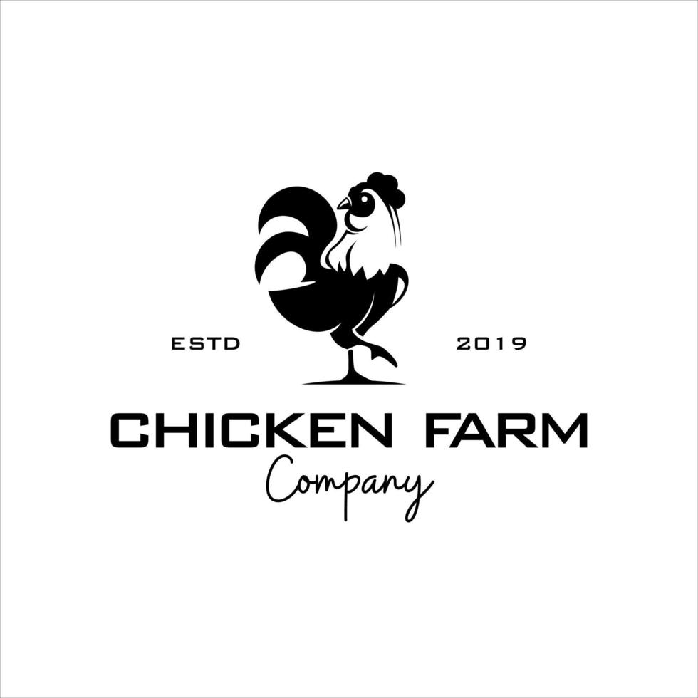 ideia de design de logotipo de fazenda de frango de emblema vintage vetor