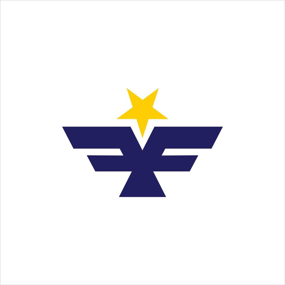 ideia de design de logotipo de estrela e asa azul escura moderna simples vetor