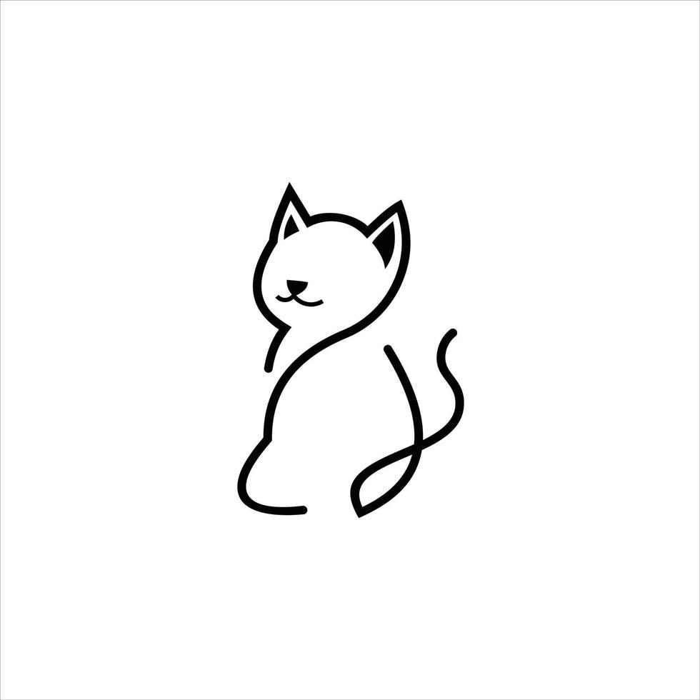 design de ilustração de linha simples de logotipo de gato preto vetor