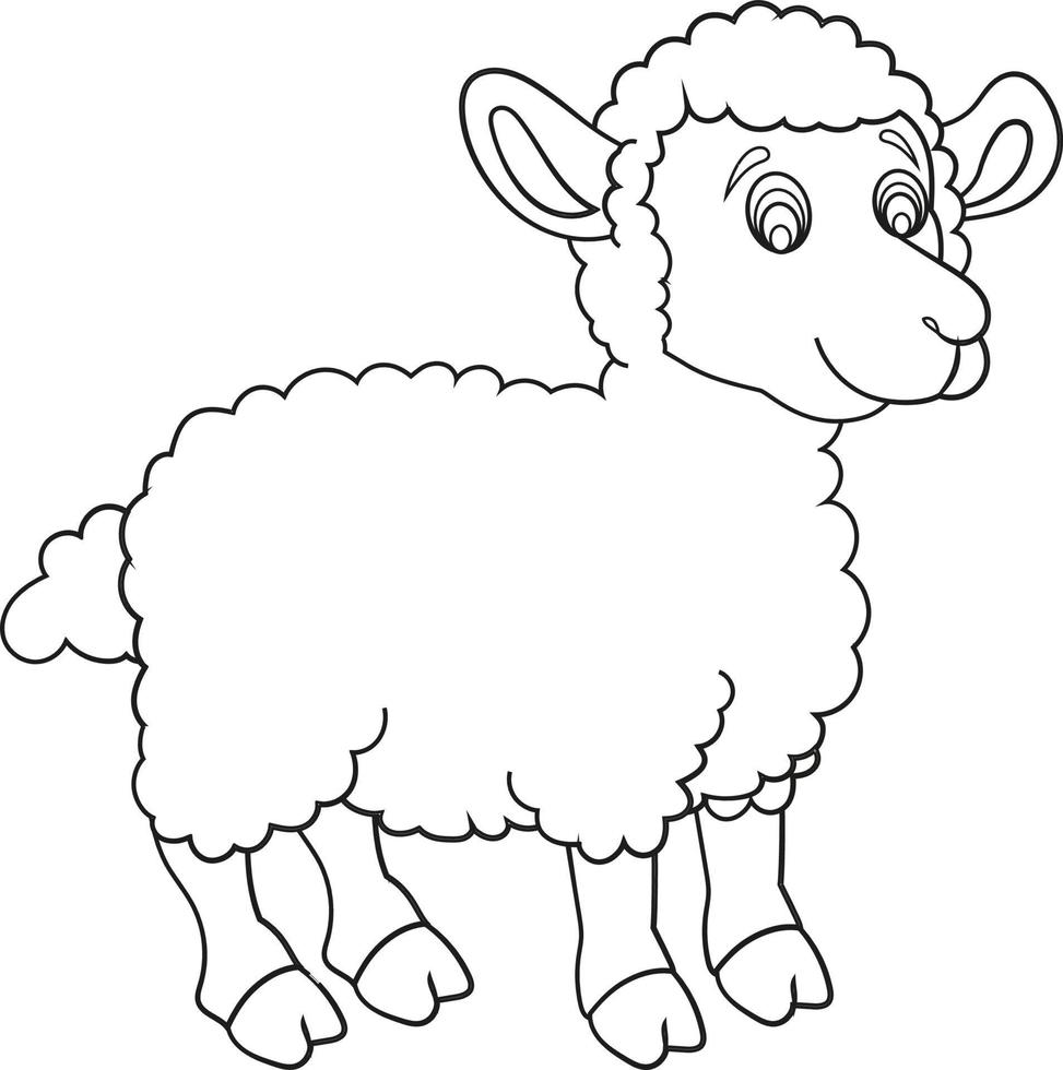ovelha de desenho animado preto e branco vetor