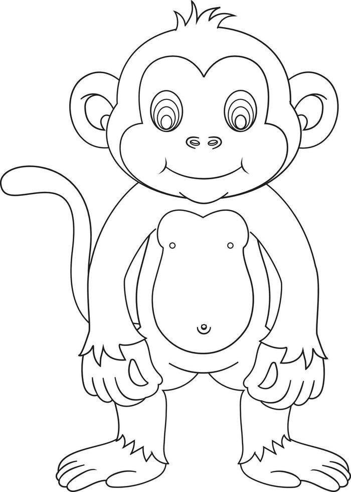 macaco de desenho animado preto e branco vetor