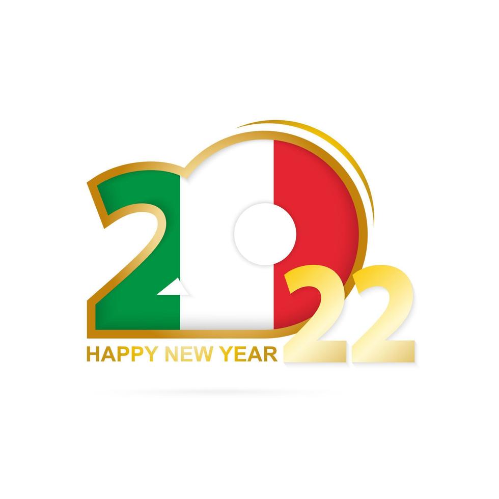 ano 2022 com padrão de bandeira da itália. feliz ano novo projeto. vetor