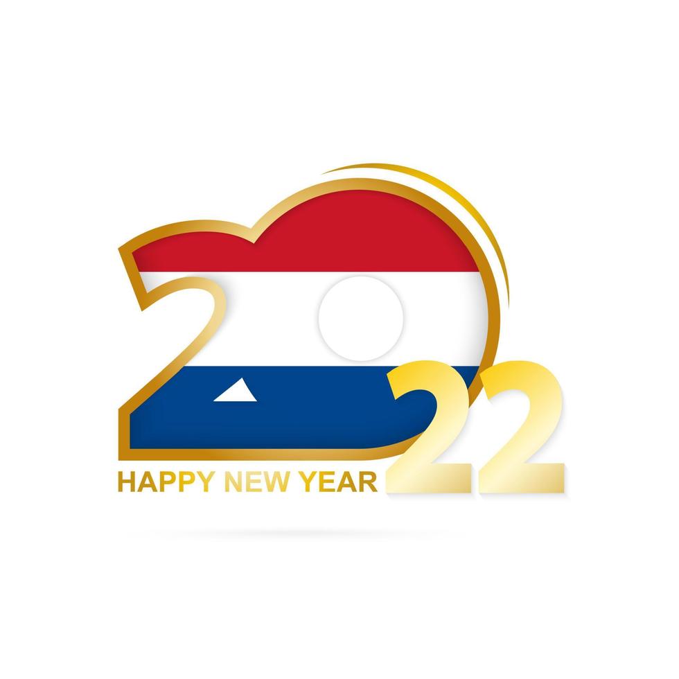 ano 2022 com padrão de bandeira da Holanda. feliz ano novo projeto. vetor