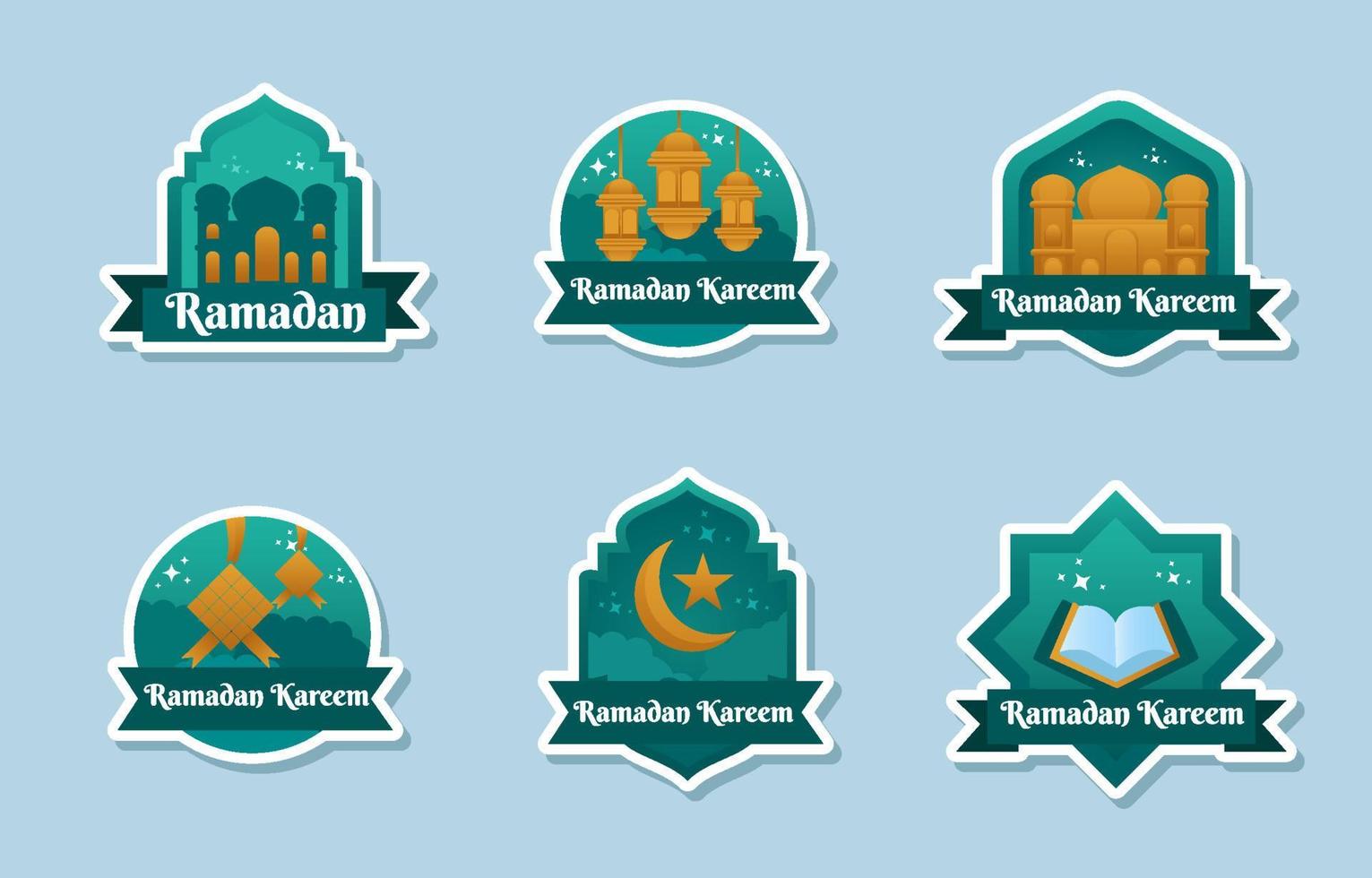 conjunto de adesivos ramadan kareem vetor