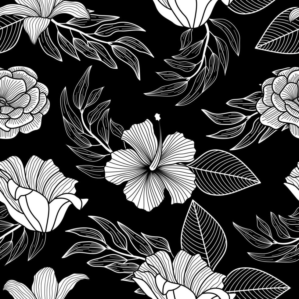 padrão floral sem costura com folhas. fundo tropical vetor