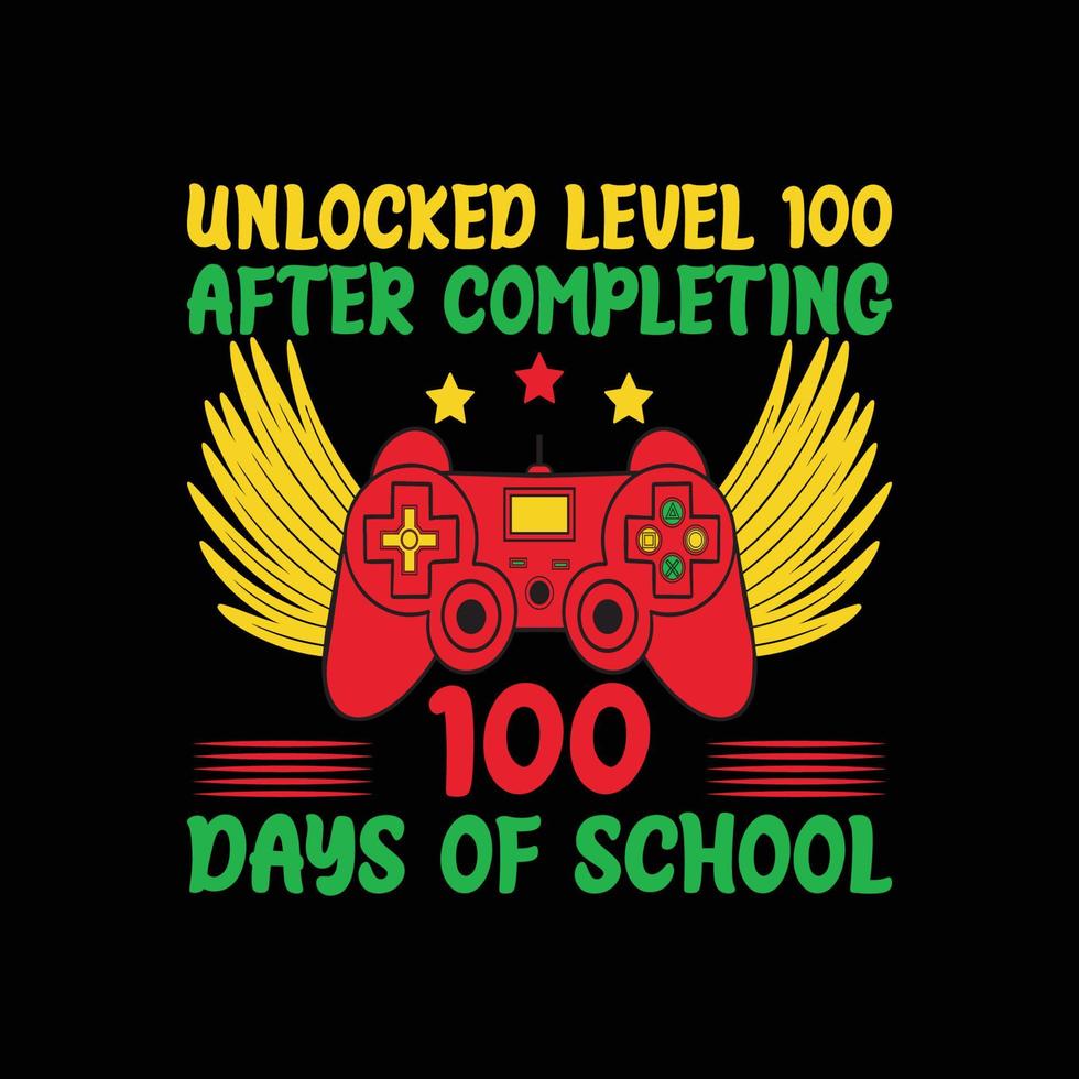 100 dias de escola, camiseta de jogo com ilustração vetorial de joystick de jogo vetor