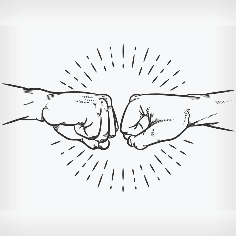 punho, doodle knuckle handshake sketch ilustração de desenho de mão vetor