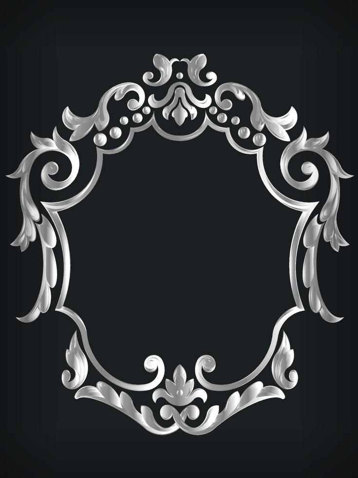 elemento de design de vetor de borda decorativa de ornamento real de prata de quadro