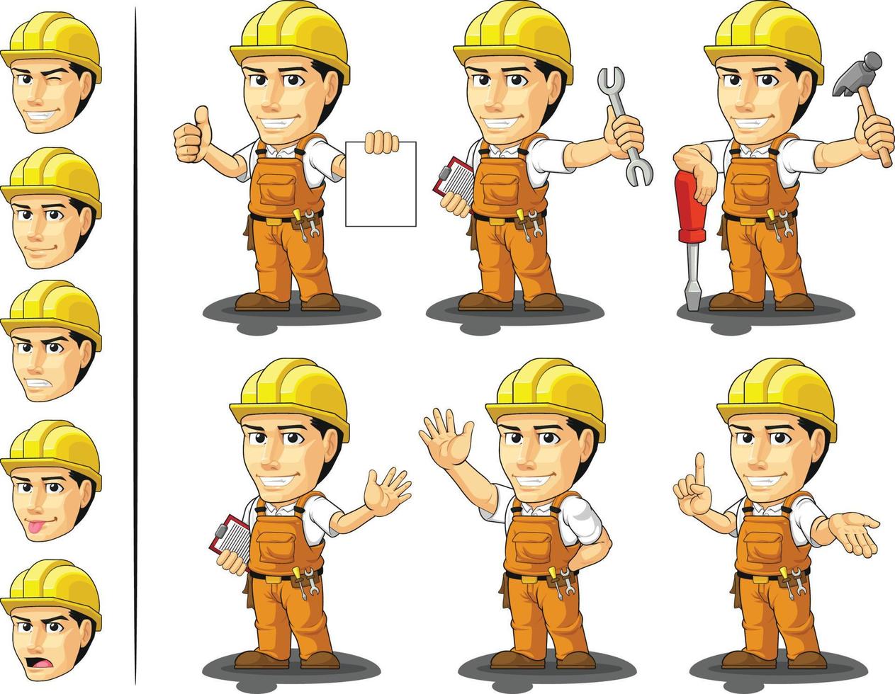 vetor de personagem de mascote de trabalhador da construção industrial