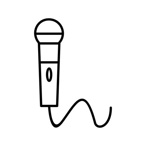 Ícone de linha preta linda microfone vetor