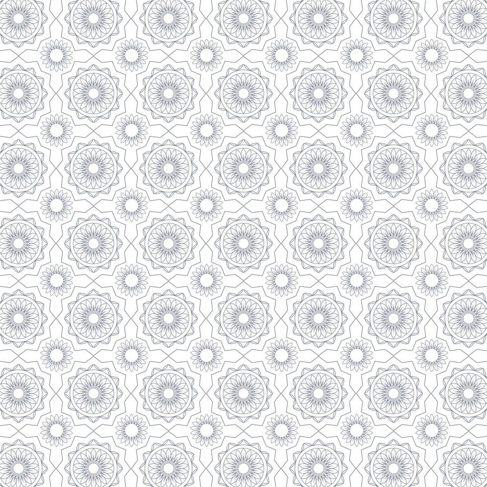 padrão geométrico de mandala. sem costura vector background.vetor de textura cinza e branco na ilustração