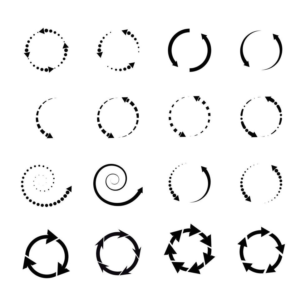 conjunto de ícones de seta de círculo vetor