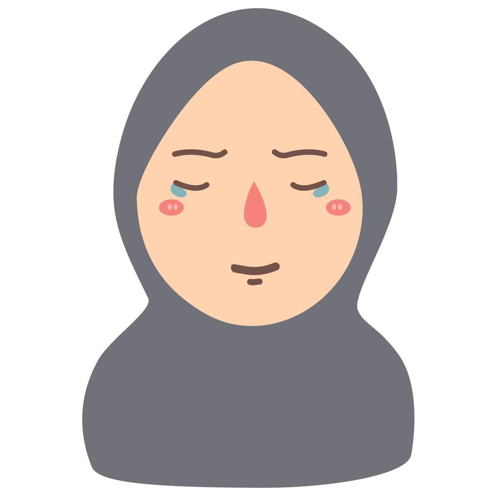 menina em hijab chorando vetor