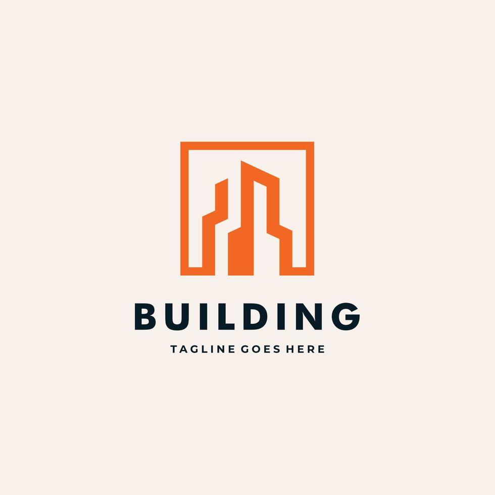 design de logotipo de construção de casa imobiliária de construção mínima vetor