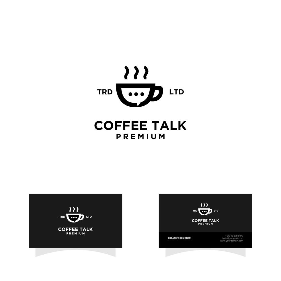 design de logotipo de caneca de conversa de café quente vetor