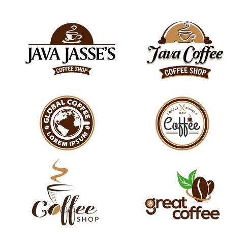 Coffee Shop Business Logo Set Colecção vetor