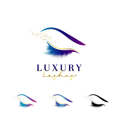 Luxo Elegante Eye Lashes Logo Set vetor