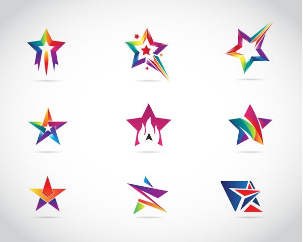 Conjunto de Design de logotipo estrela colorida vetor