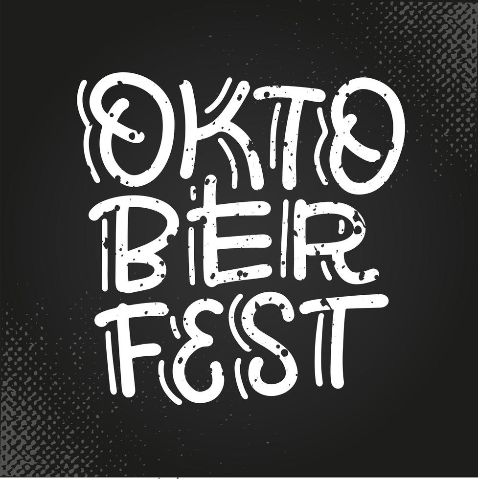 oktoberfest - letras quadradas no fundo do quadro-negro. vector a ilustração texturizada desenhada à mão para o festival de cerveja da Baviera.