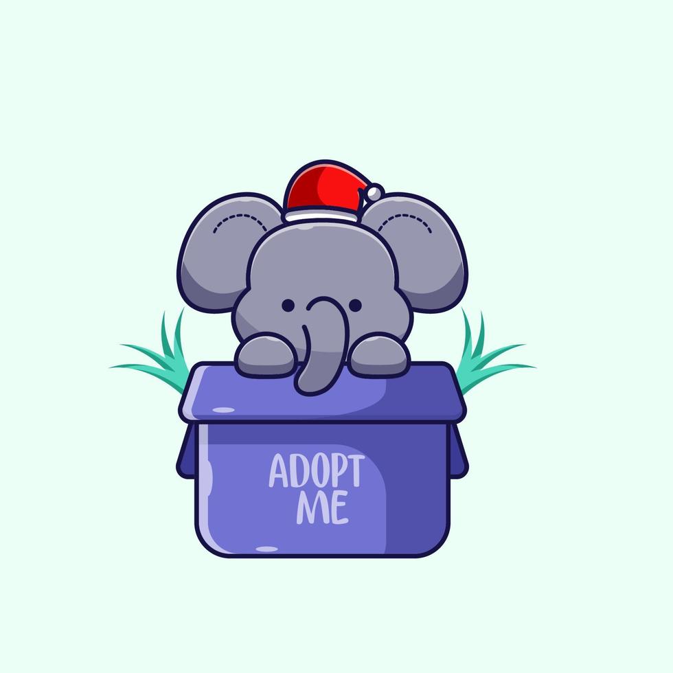 ilustração de elefante fofo com minha caixa de texto de adoção vetor