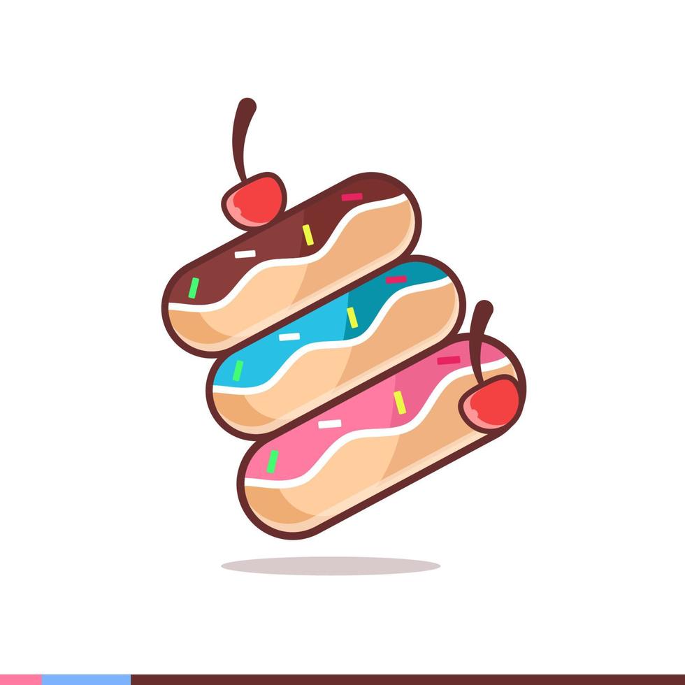ilustração de donuts empilhada com cerejas vetor