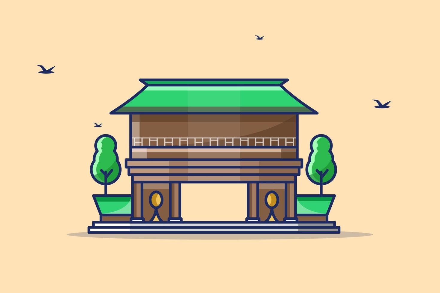 ilustração vetorial do templo meiji jingu vetor