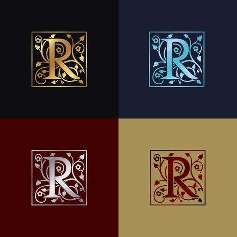 Logotipo decorativo da letra R vetor