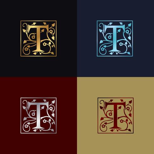 Logotipo Decorativo Letra T vetor