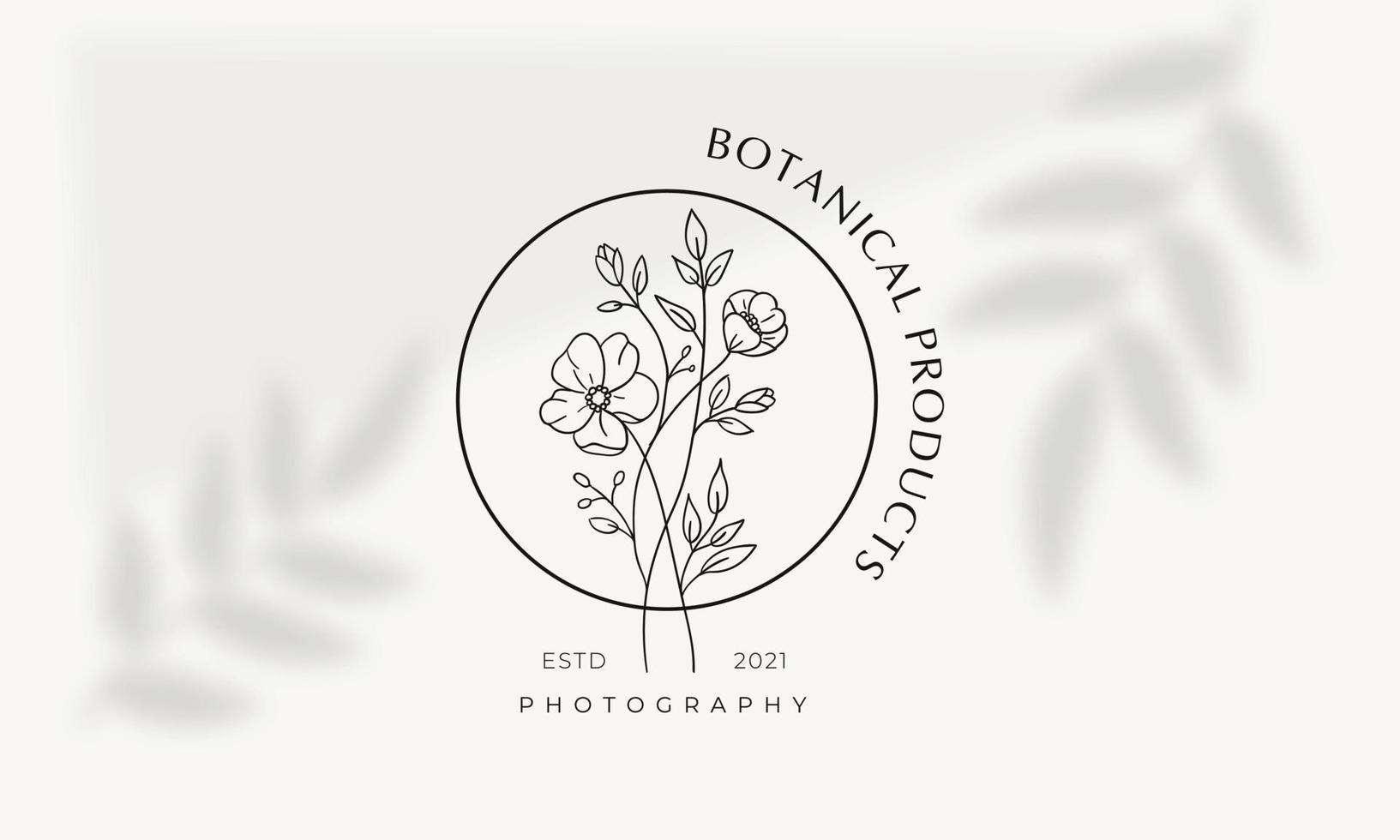 elemento floral botânico logotipo desenhado à mão com flores silvestres e folhas. logotipo para spa e salão de beleza, boutique, loja orgânica, casamento, designer floral, interior, fotografia, cosmético. vetor