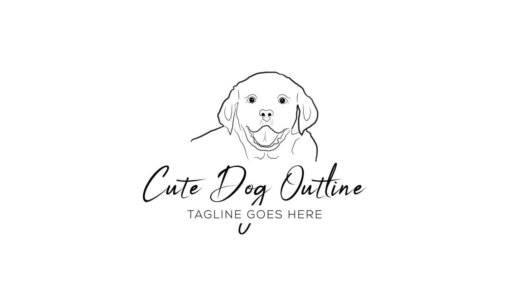 conjunto de modelo de design de logotipo linear de cachorro vetor de contorno de cachorro ilustração em vetor premium