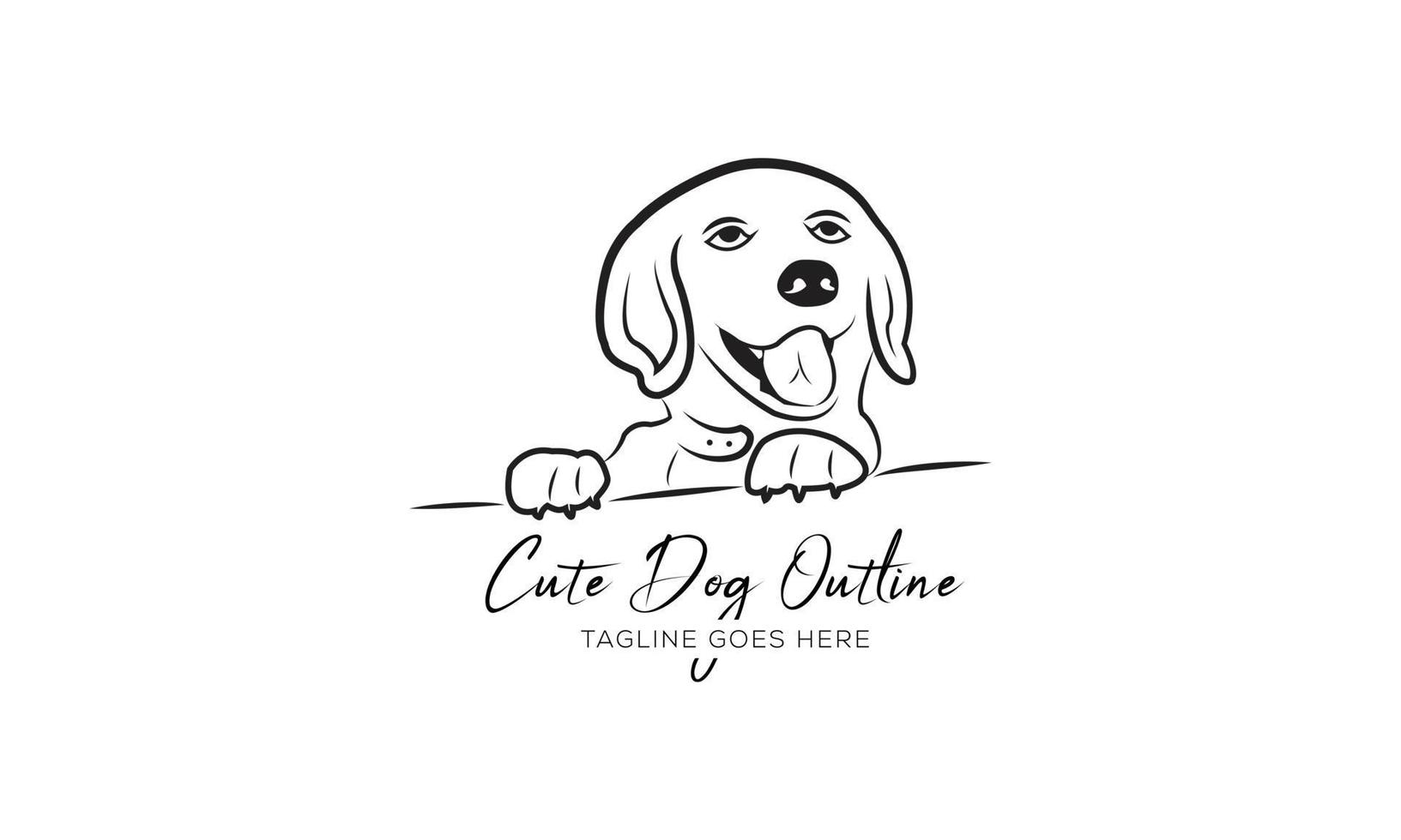 conjunto de modelo de design de logotipo linear de cachorro vetor de contorno de cachorro ilustração em vetor premium