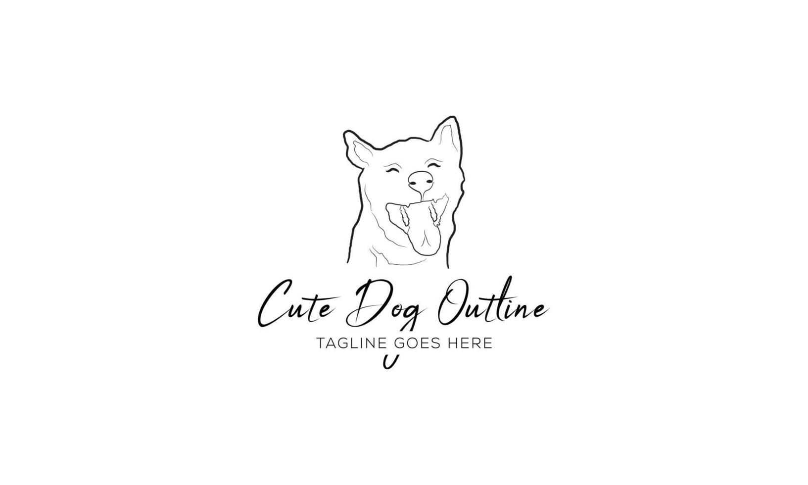 conjunto de modelo de design de logotipo linear de cachorro vetor de contorno de cachorro ilustração em vetor premium