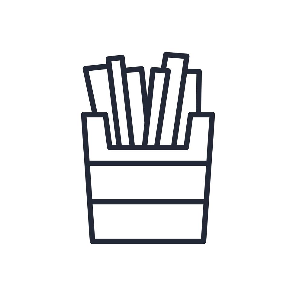 ícone de linha fina elegante de batatas fritas em um fundo branco - vetor