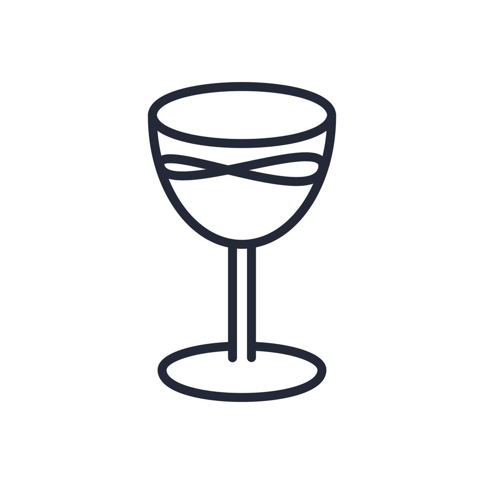 ícone de linha fina elegante de um copo de vinho em um fundo branco - vetor