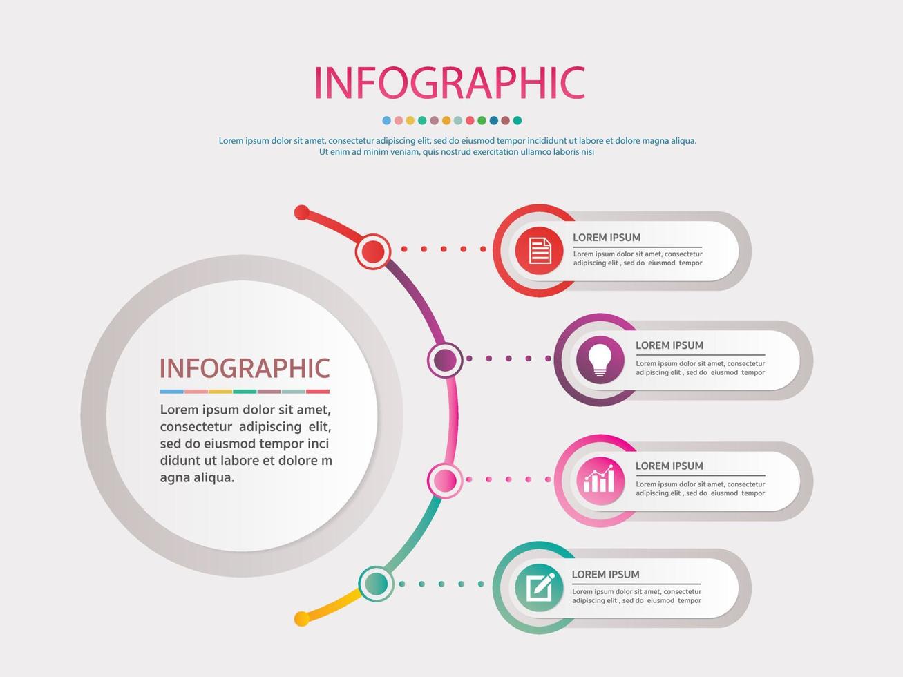linha do tempo infográficos design vetor e ícones de marketing. conceito de negócio com 4 opções, etapas ou processos.