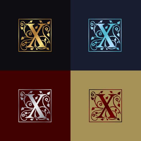 Carta X Logo Decorativa vetor