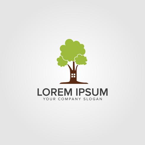Modelo de conceito de design de logotipo de árvore em casa vetor