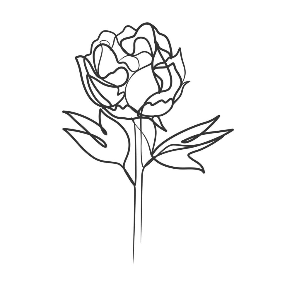 desenho de linha contínua de ilustração simples de flores vetor