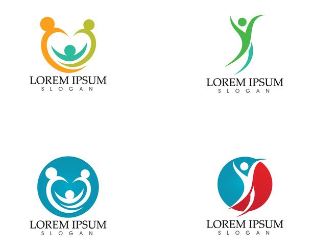 Pessoas felizes em resumo natureza ecologia logotipo símbolo vetor